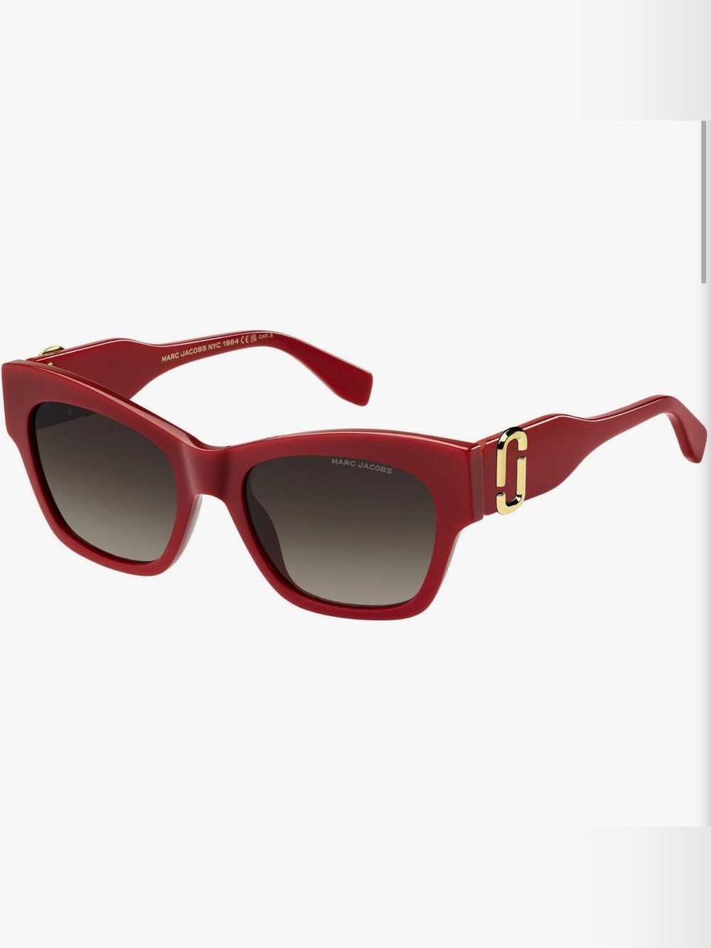 Marc Jacobs Red Cat-Eye Acetate Sunglasses with Gold Logo